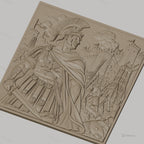 Fichier CNC & impression 3D empereur romain, bataille de siège avec soldats et catapultes, haute qualité relief STL