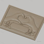 Fichier CNC & impression 3D mains formant un cœur, cadre et feuilles décoratives, haute qualité relief STL