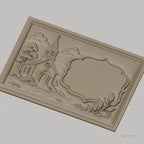 Fichier CNC & impression 3D église rurale, arbres et cadre décoratif, haute qualité relief STL