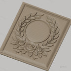 Fichier CNC & impression 3D couronne de laurier et roses, cadre circulaire décoratif, haute qualité relief STL