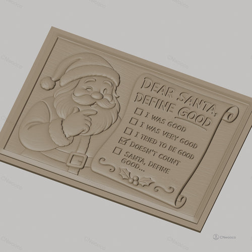 Fichier CNC & impression 3D Père Noël pensif, liste drôle Noël, haute qualité relief STL