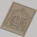 Fichier CNC & impression 3D crèche de Noël, Sainte Famille avec âne et bœuf, haute qualité relief STL