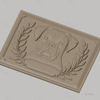 Fichier CNC & impression 3D Boxer chien, portrait avec feuilles et cadre ornemental, haute qualité relief STL