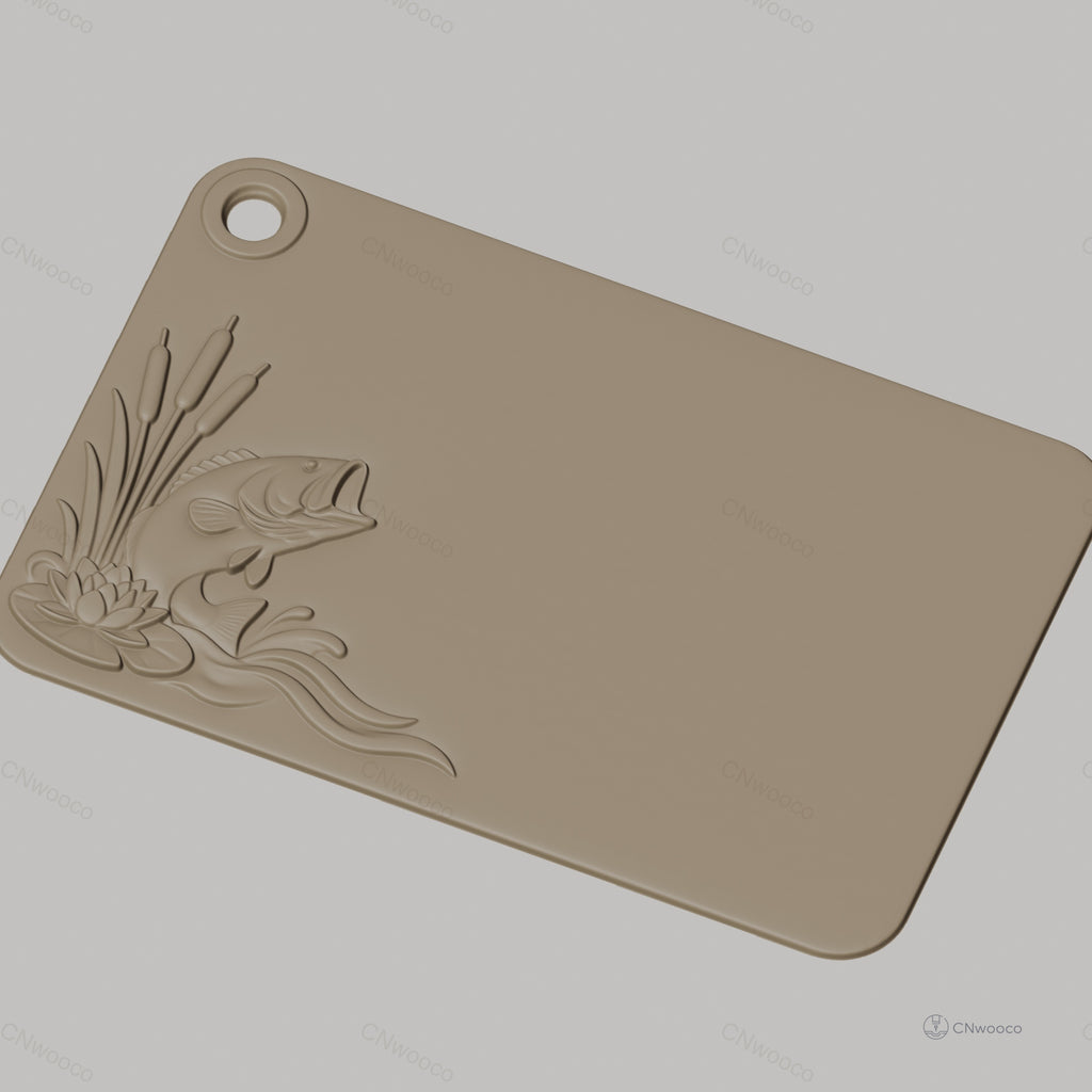 Fichier CNC poisson sautant et plantes aquatiques en bas-relief, sculpture sur bois, STL