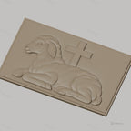 Fichier CNC & impression 3D agneau allongé avec croix, symbole religieux, haute qualité relief STL