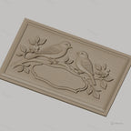 Fichier CNC & impression 3D oiseaux sur branche avec fleurs, haute qualité relief STL
