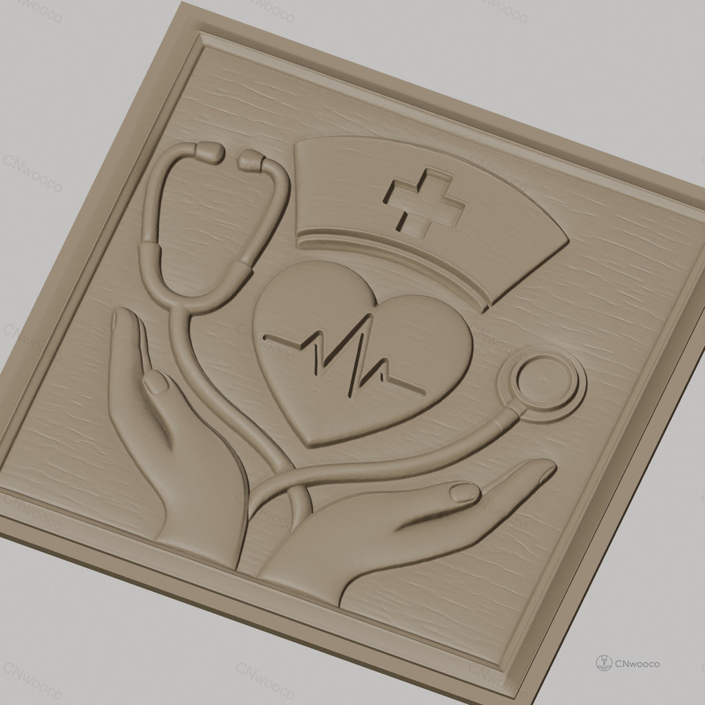 Fichier CNC & impression 3D Hemodialyse santé infirmière stéthoscope coeur infirmière haute qualité relief STL