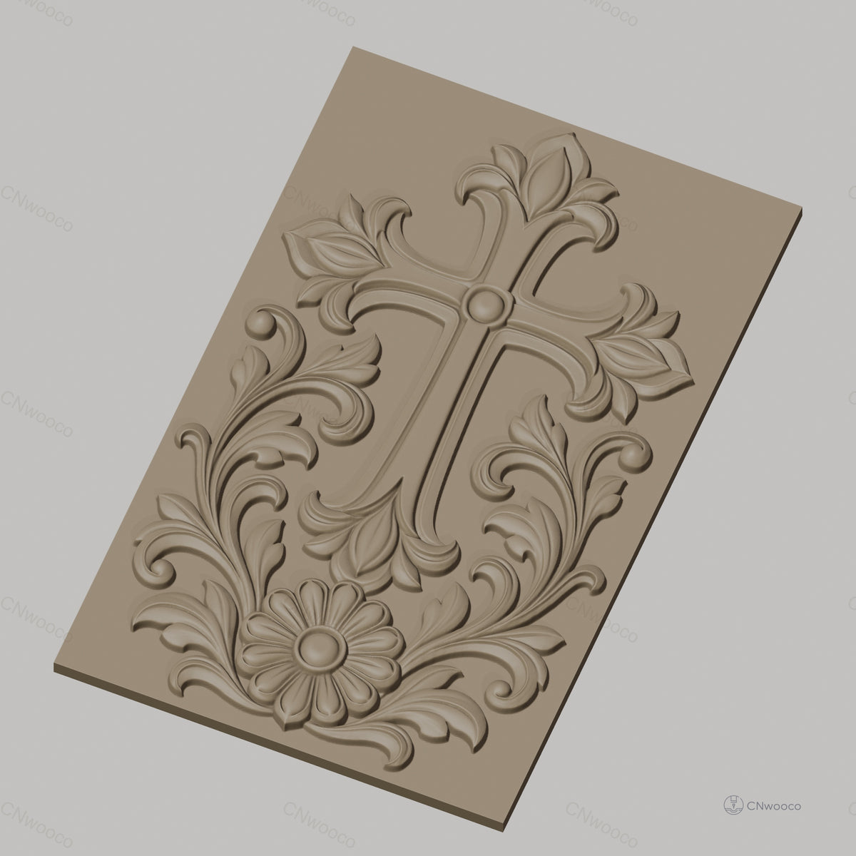 Fichier CNC & impression 3D Croix fleurie ornement décoratif haute qualité relief STL