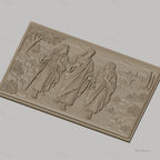 Fichier CNC & impression 3D scène biblique Jésus et disciples, paysage ancien relief, haute qualité relief STL