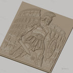 Fichier CNC & impression 3D Gladiateur romain, Colisée antique, épée, bouclier, haute qualité relief STL