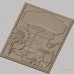 Fichier CNC & impression 3D ruche, tournesols et pot de miel, haute qualité relief STL