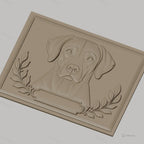 Fichier CNC & impression 3D portrait de chien labrador, cadre feuilles décoratives, haute qualité relief STL