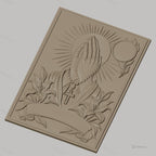 Fichier CNC & impression 3D mains en prière, chapelet, croix, lys et soleil, haute qualité relief STL