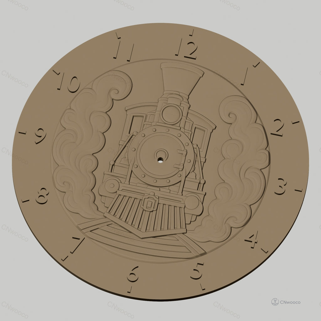 Fichier CNC & impression 3D horloge murale locomotive vapeur vintage STL