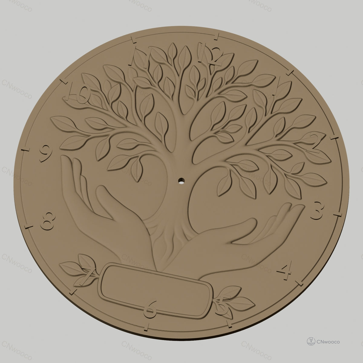 Fichier CNC & impression 3D horloge murale arbre de vie avec mains STL