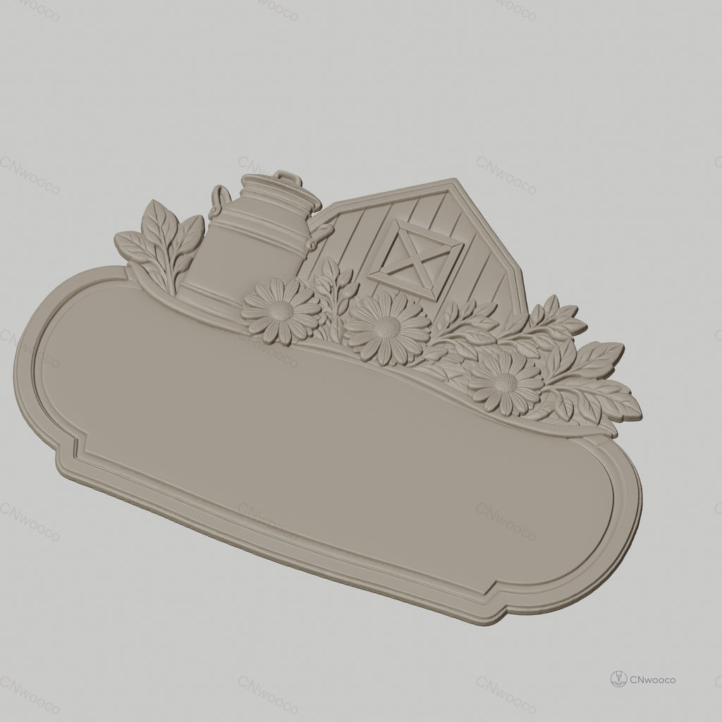 Fichier CNC & impression 3D enseigne décorative ferme et fleurs, STL très haute qualité