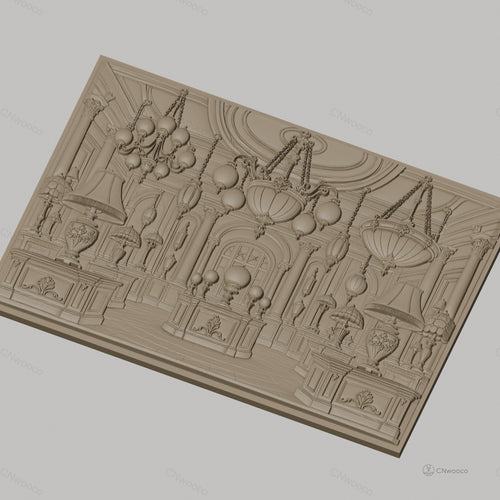 Fichier CNC & impression 3D décor intérieur classique, lampes et lustres, haute qualité relief STL
