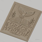 Fichier CNC & impression 3D symbole de paix, colombe, livre ouvert, grâce et vérité, haute qualité relief STL
