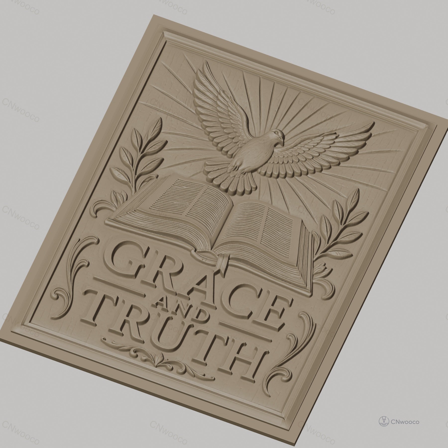 Fichier CNC & impression 3D symbole de paix, colombe, livre ouvert, grâce et vérité, haute qualité relief STL