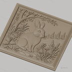 Fichier CNC & impression 3D lapin dans la nature avec fleurs et arbre, haute qualité relief STL