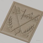 Fichier CNC & impression 3D golf, clubs croisés, balle sur tee, drapeau et club house haute qualité relief STL