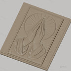 Fichier CNC & impression 3D mains en prière, halo religieux, haute qualité relief STL