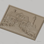 Fichier CNC & impression 3D maison au bord de mer, phare, sentier et végétation, haute qualité relief STL