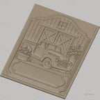 Fichier CNC & impression 3D camion ancien, grange bois, fleurs en relief, haute qualité relief STL