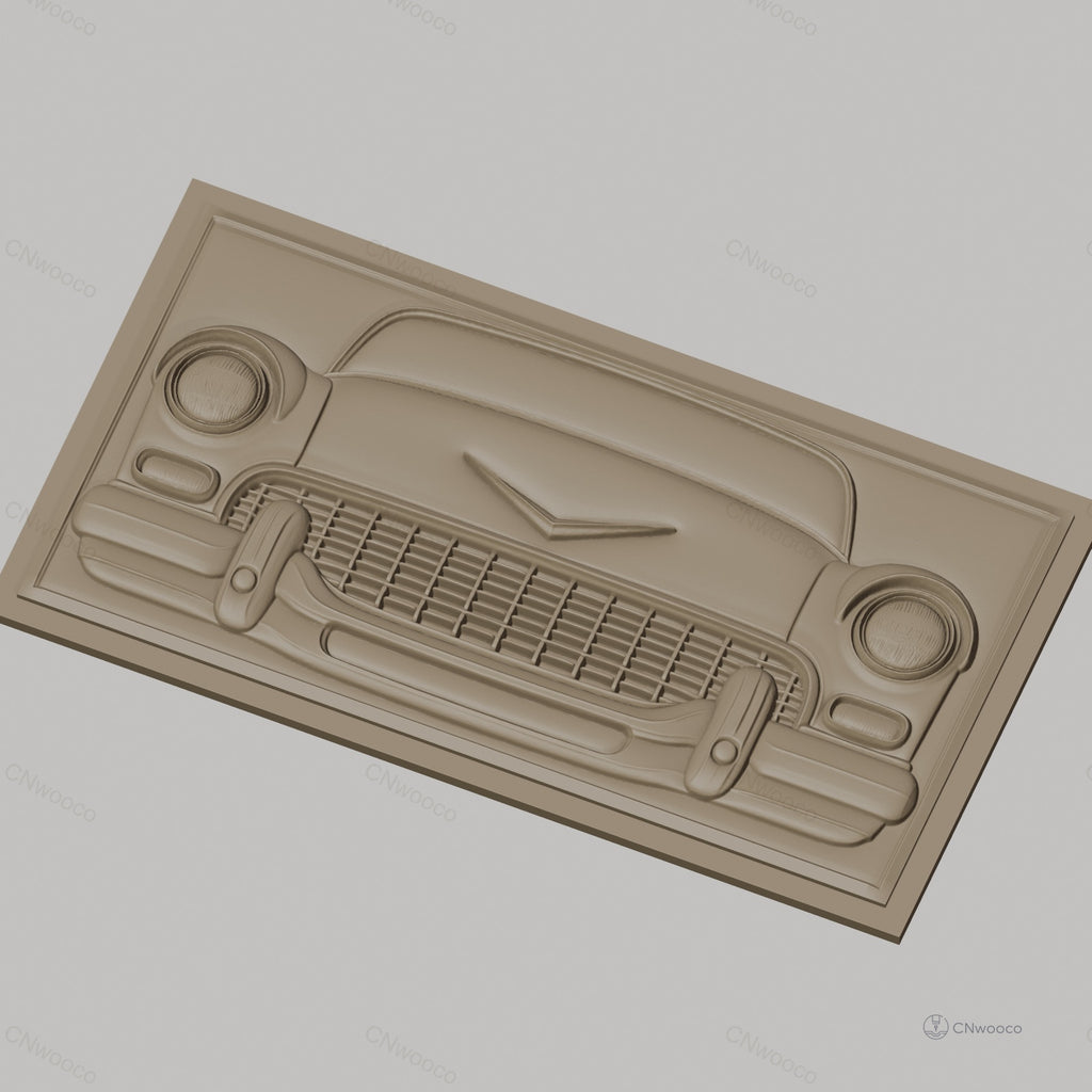 Fichier CNC & impression 3D voiture classique vintage, face avant détail relief, haute qualité relief STL