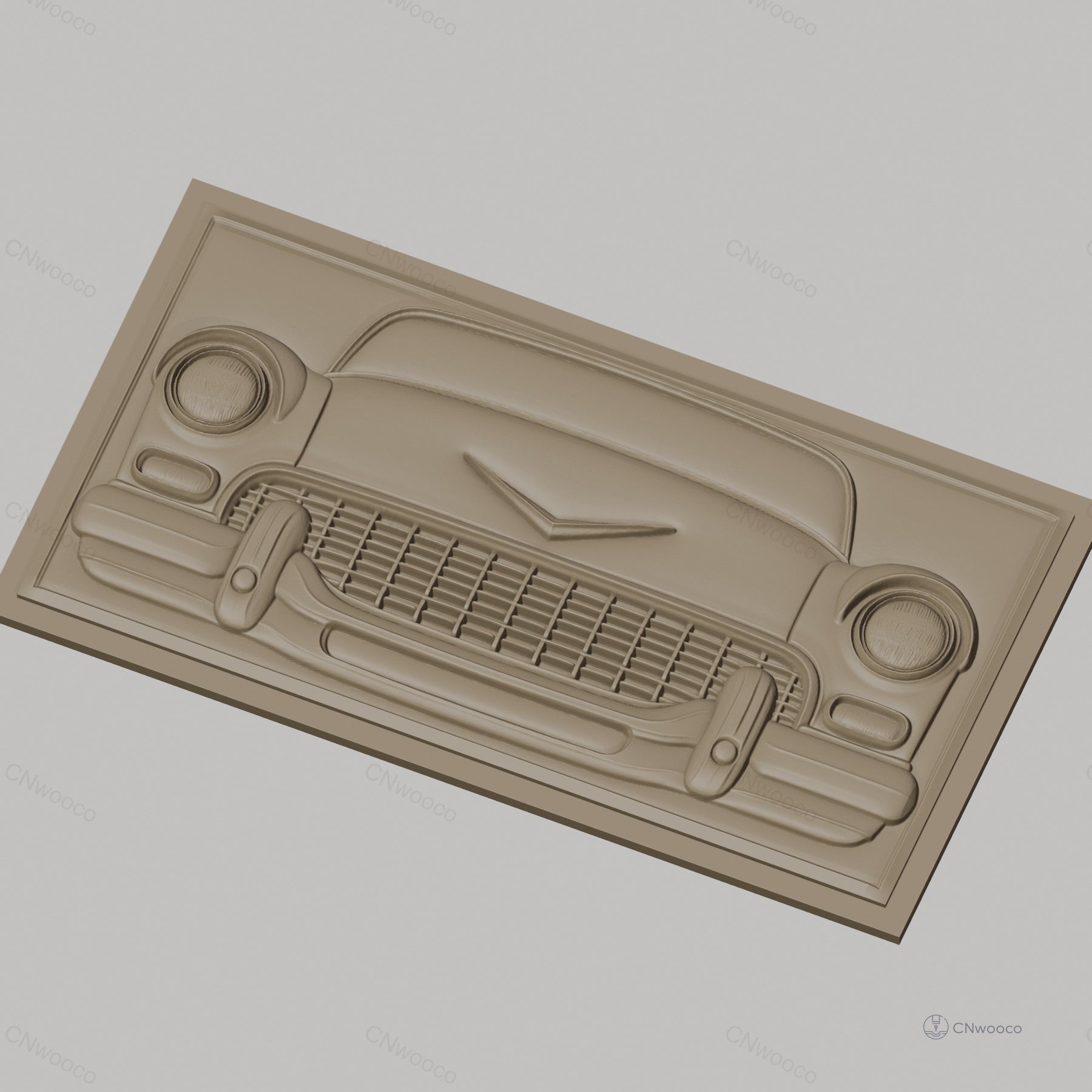 Fichier CNC & impression 3D voiture classique vintage, face avant détail relief, haute qualité relief STL