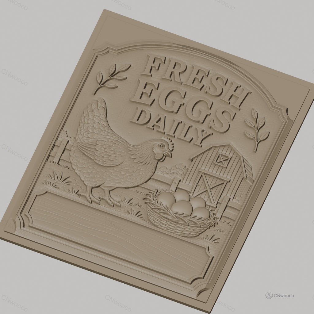 Fichier CNC & impression 3D poule, panier d'œufs, ferme, haute qualité relief STL