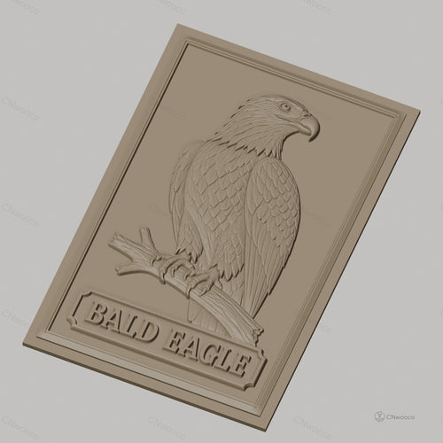 Fichier CNC & impression 3D aigle chauve, oiseau sur branche, haute qualité relief STL