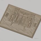Fichier CNC & impression 3D temple égyptien, statues de pharaon, porte ornée, haute qualité relief STL