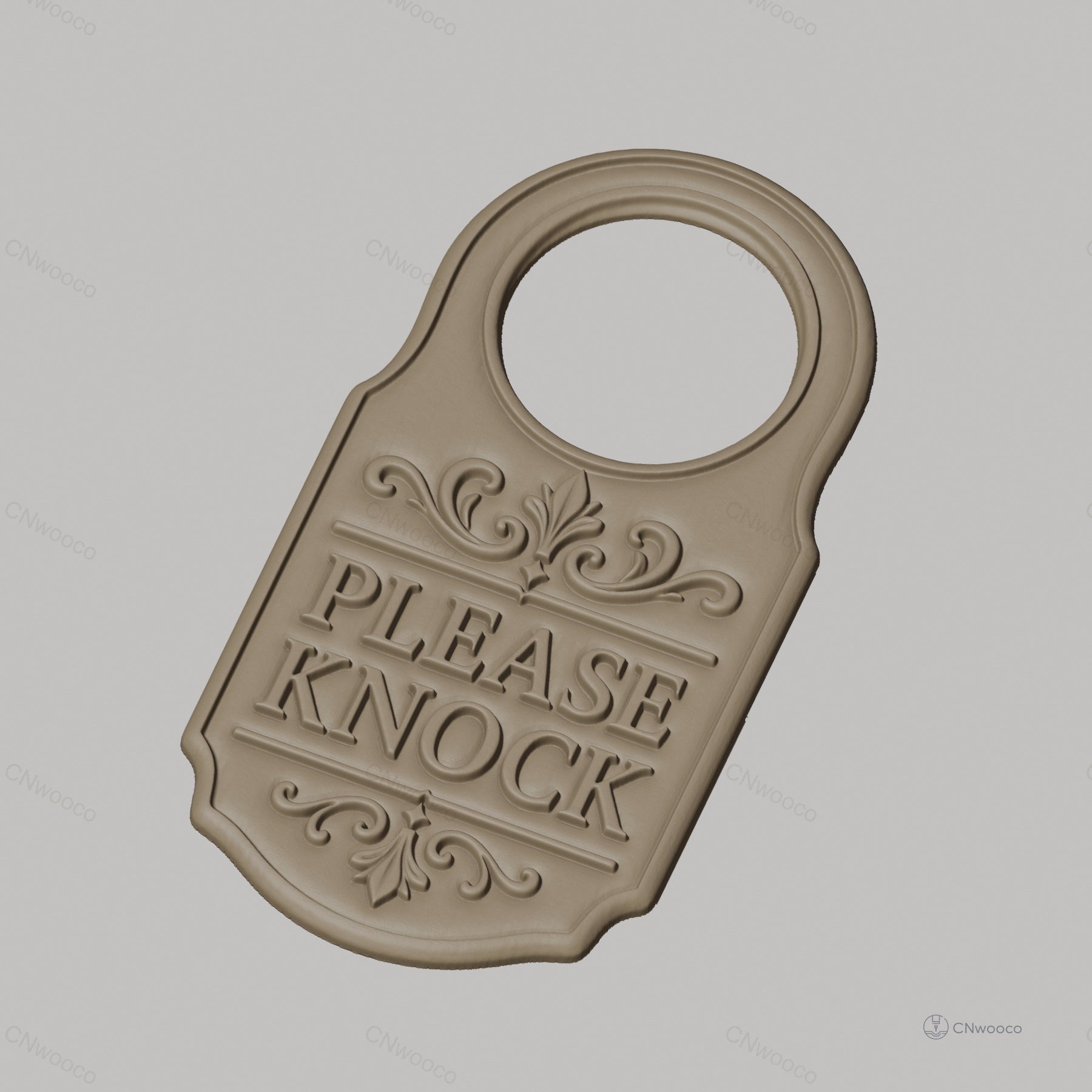 Fichier CNC & impression 3D panneau de porte "Please Knock" décoratif, STL très haute qualité