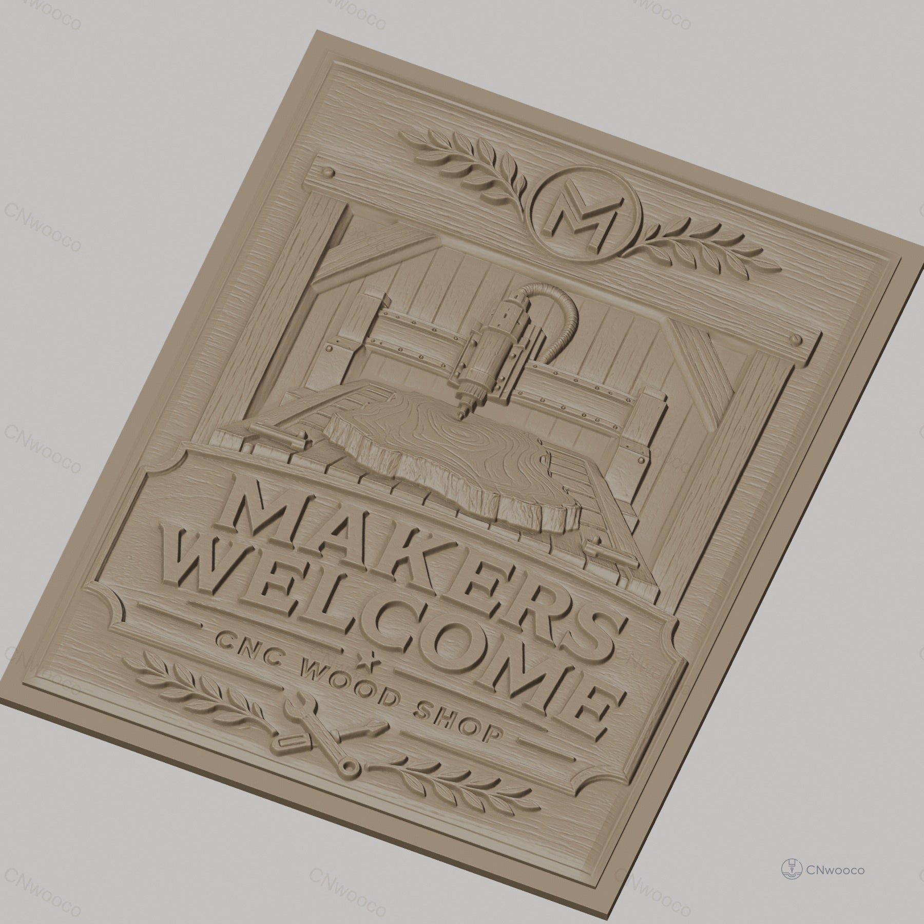 Fichier CNC & impression 3D atelier bois CNC, machine, plaque de bois, outils haute qualité relief STL