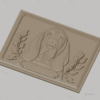 Fichier CNC & impression 3D Chien Basset, portrait en relief avec feuilles décoratives, haute qualité relief STL