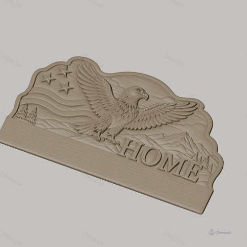 Fichier CNC porte-clés mural enseigne murale Home avec aigle et nature, STL très haute qualité