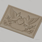 Fichier CNC & impression 3D colombes amour coeur feuilles bannière haute qualité relief STL