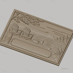 Fichier CNC & impression 3D paysage lacustre, chaises Adirondack sur quai avec coucher de soleil, haute qualité relief STL