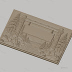Fichier CNC & impression 3D panneau bois, paysage forêt, montagne et rivière, haute qualité relief STL
