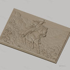 Fichier CNC & impression 3D cowboy à cheval dans canyon, paysage sauvage, haute qualité relief STL
