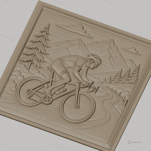 Fichier CNC & impression 3D cycliste en montagne, paysage montagneux et route sinueuse, haute qualité relief STL