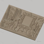 Fichier CNC & impression 3D atelier de cadreur, homme artiste sculptant cadre ornementé, haute qualité relief STL