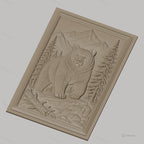 Fichier CNC & impression 3D Ours dans paysage montagneux avec arbres et rochers, haute qualité relief STL