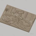Fichier CNC & impression 3D artisan appliquant feuille d'or, pinceaux et motifs baroques, haute qualité relief STL