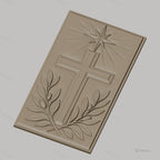 Fichier CNC & impression 3D Croix chrétienne, étoile et branches d'olivier, haute qualité relief STL