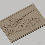 Fichier CNC & impression 3D skieur nautique, homme en action avec éclaboussures d'eau, haute qualité relief STL