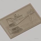 Fichier CNC & impression 3D bateau de pêche, casiers à homard, maison de bord de mer, haute qualité relief STL