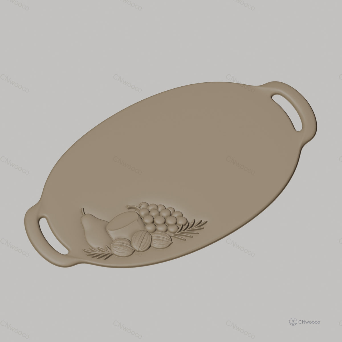 Fichier CNC plateau fruit, poire, raisin, noix, bas-relief pour sculpture sur bois, STL
