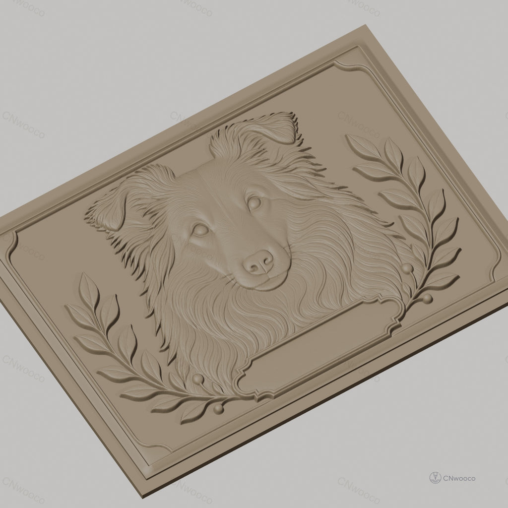 Fichier CNC & impression 3D chien berger feuilles cadres haute qualité relief STL